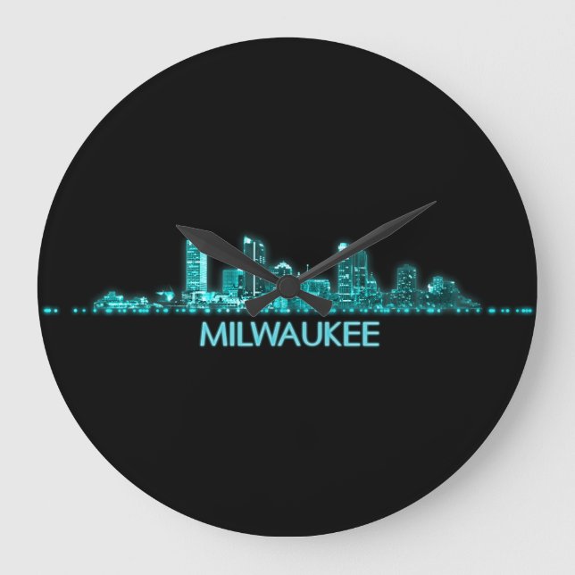Milwaukee-Skyline Große Wanduhr (Vorderseite)