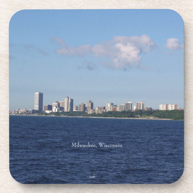 Milwaukee Skyline harte Kunststoff-Untersetzer Getränkeuntersetzer (Vorderseite)