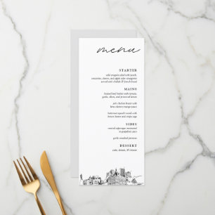 Milwaukee Skyline Modern Wedding Dinner Menu Menükarte