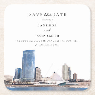 Milwaukee Skyline Paper Untersetzer Save the Date