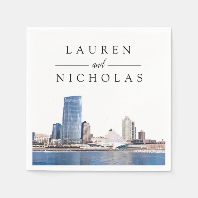 Milwaukee Skyline Personalisiert Wedding Napkins Serviette (Vorderseite)