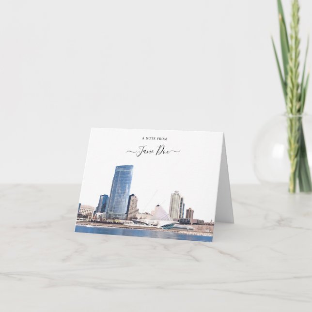 Milwaukee Skyline Personalisierte Note Card Dankeskarte (Vorderseite)