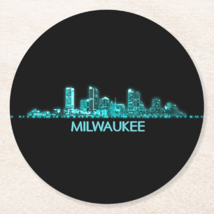 Milwaukee-Skyline Runder Pappuntersetzer