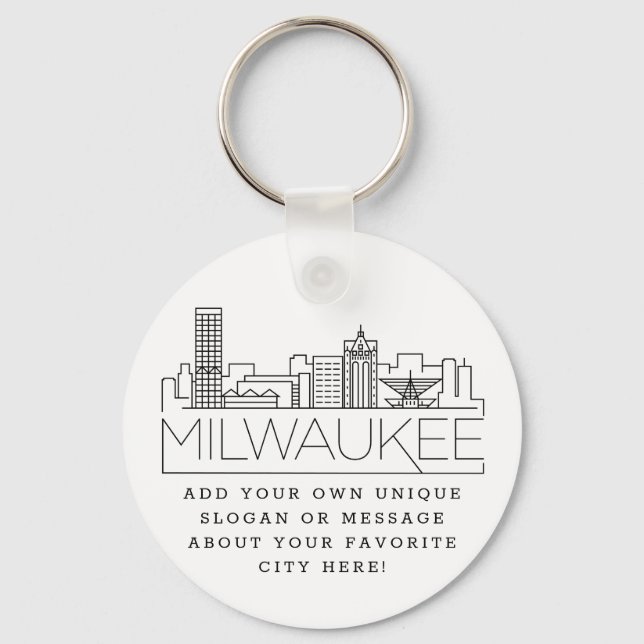 Milwaukee Stylized Skyline | Benutzerdefinierter S Schlüsselanhänger (Vorderseite)