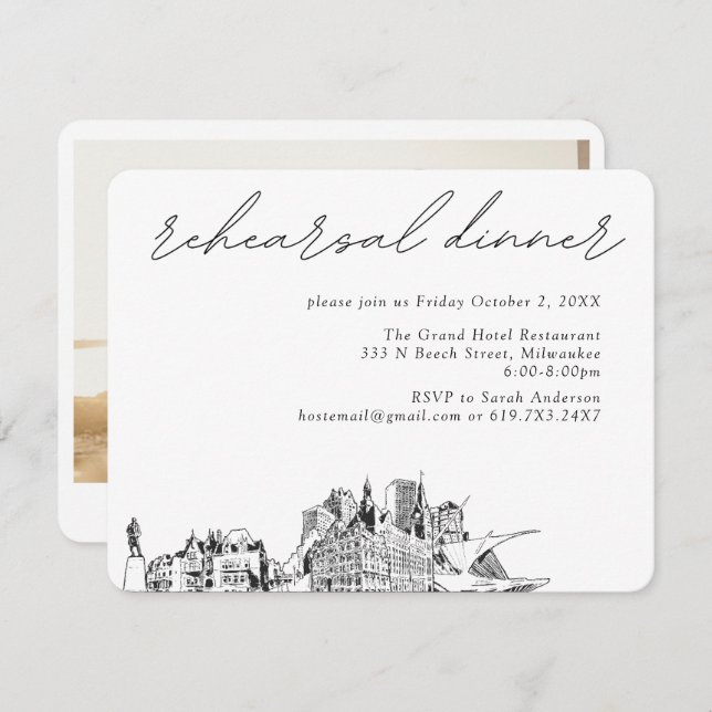 Milwaukee Wedding Elegante Probe Dinner Begleitkarte (Vorne/Hinten)