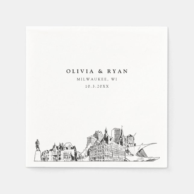 Milwaukee Wedding Minimalistisch Paper Serviette (Vorderseite)