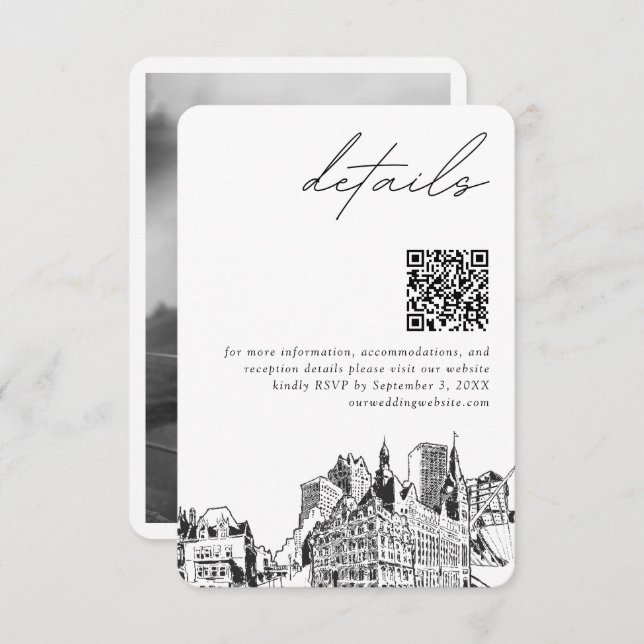 Milwaukee Wedding Modern Details QR Code Begleitkarte (Vorne/Hinten)