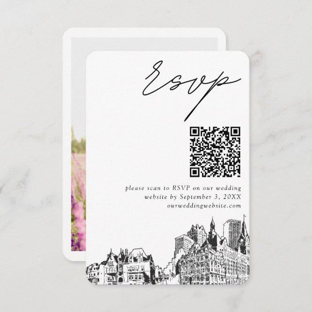 Milwaukee Wedding Modern UAWG QR Code Begleitkarte (Vorne/Hinten)