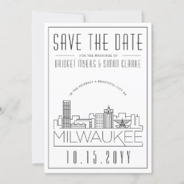Milwaukee Wedding | Stilisierte Skyline Save the D Einladung