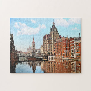 Milwaukee WI - Fluss von der Sycamore St, Milwauke Puzzle