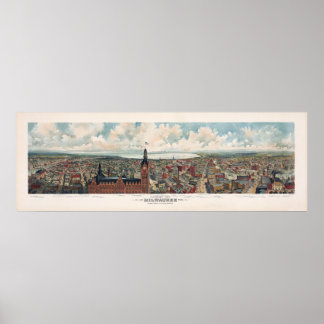 Milwaukee WI Panorama Karte DIGITAL ENTFERNT Poster