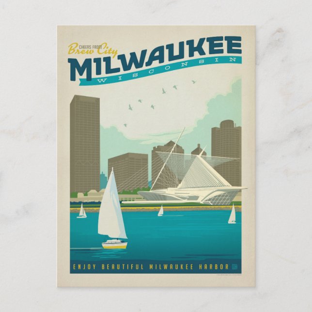 Milwaukee WI Postkarte (Vorderseite)