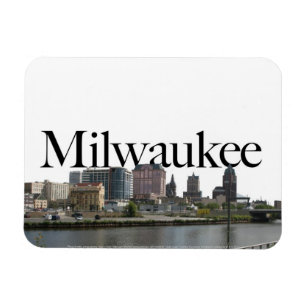 Milwaukee WI Skyline mit Milwaukee im Himmel Magnet