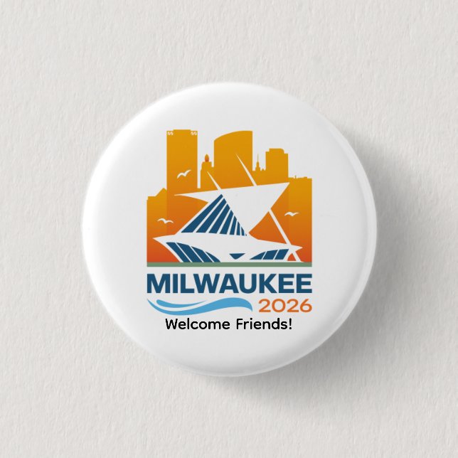 Milwaukee Wisconsin 2026 International Convention  Button (Vorderseite)