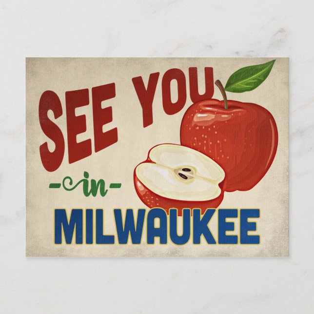 Milwaukee Wisconsin Apple - Vintage Travel Postkarte (Vorderseite)