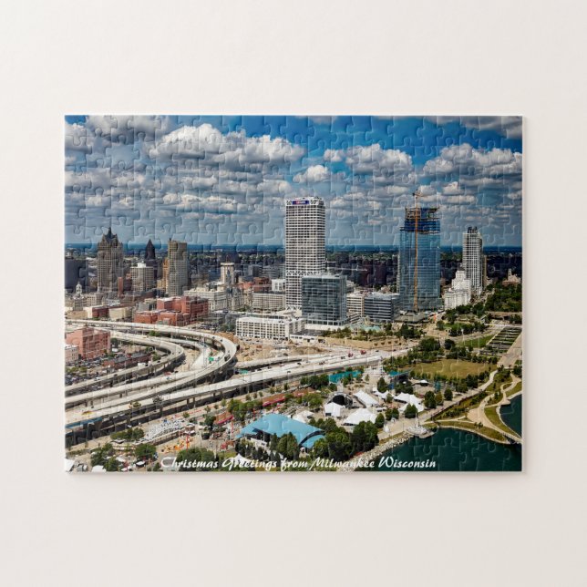 Milwaukee Wisconsin.Christmas Greetings Jigsaw Puz Puzzle (Horizontal)