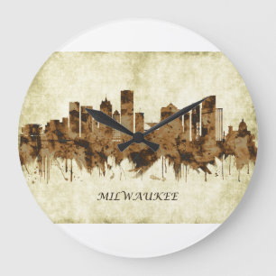 Milwaukee Wisconsin Cityscape Große Wanduhr