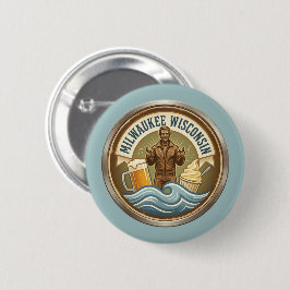 Milwaukee Wisconsin Emblem - Bronze Fonz Button