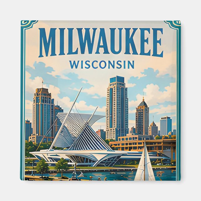 ⛵ Milwaukee Wisconsin Erinnerung von der Uferprome Magnet (Vorne)