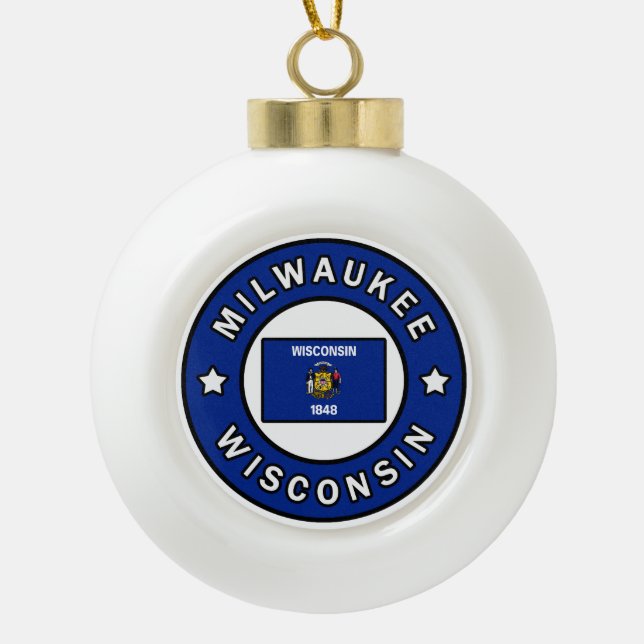 Milwaukee Wisconsin Keramik Kugel-Ornament (Vorderseite)