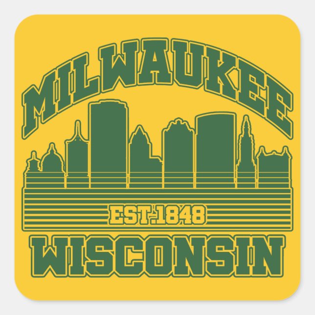 Milwaukee, Wisconsin Quadratischer Aufkleber (Vorderseite)