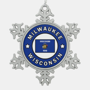 Milwaukee Wisconsin Schneeflocken Zinn-Ornament