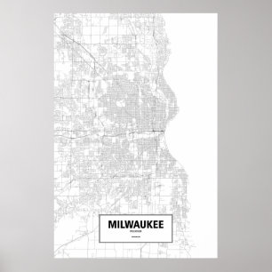 Milwaukee, Wisconsin (schwarz auf weiß) Poster