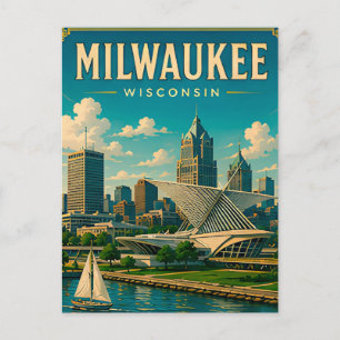⛵ Milwaukee Wisconsin Seefront Skyline Postkarte