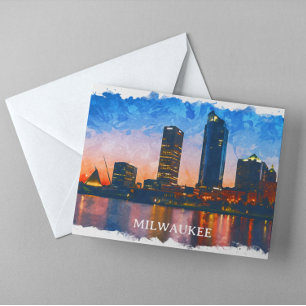 Milwaukee Wisconsin Skyline Panorama View Postkarte