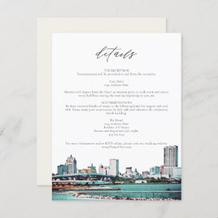 MILWAUKEE WISCONSIN Skyline Reisedetails Card Einladung