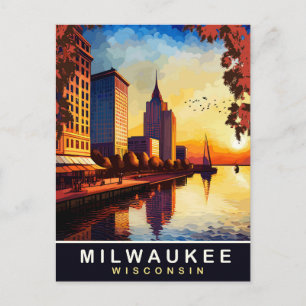 Milwaukee, Wisconsin, Stadtufer, Reise  Postkarte