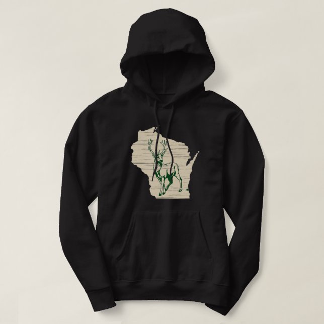 Milwaukee Wisconsin Star Green Stehend Stoic Buck Hoodie (Design vorne)