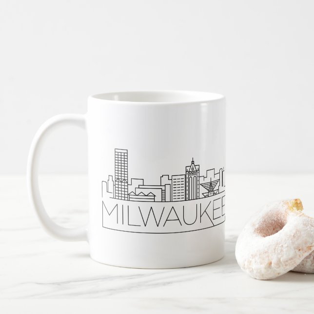 Milwaukee, Wisconsin Stylized Skyline Kaffeetasse (Mit Donut)