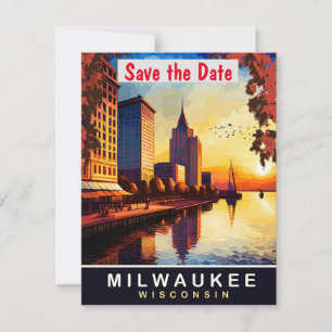 Milwaukee, Wisconsin, Travel Postcard, Save The Date