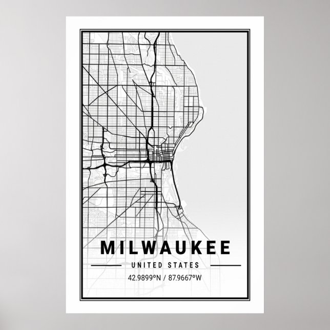 Milwaukee Wisconsin USA Travel City Map Poster (Vorne)
