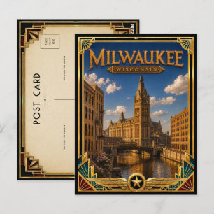 Milwaukee Wisconsin Vintage Art Deco Golden Age Postkarte