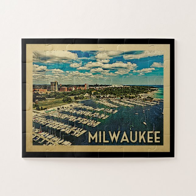Milwaukee Wisconsin Vintage Travel Puzzle (Horizontal)