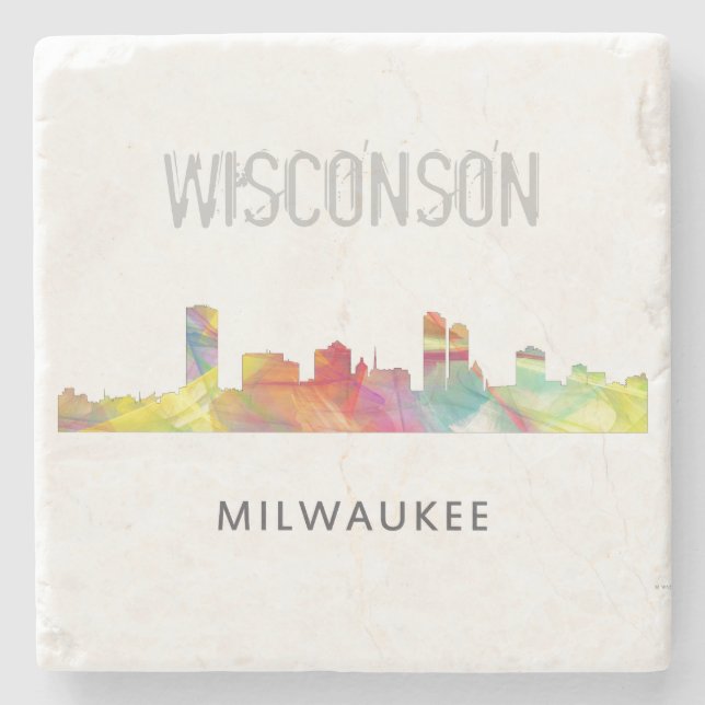 MILWAUKEE, WISCONSON SKYLINE WB1 - STEINUNTERSETZER (Vorderseite)