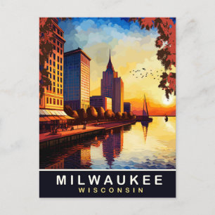 Milwaukee, Wisvonsin, Stadtwasserfront, Reisen Postkarte