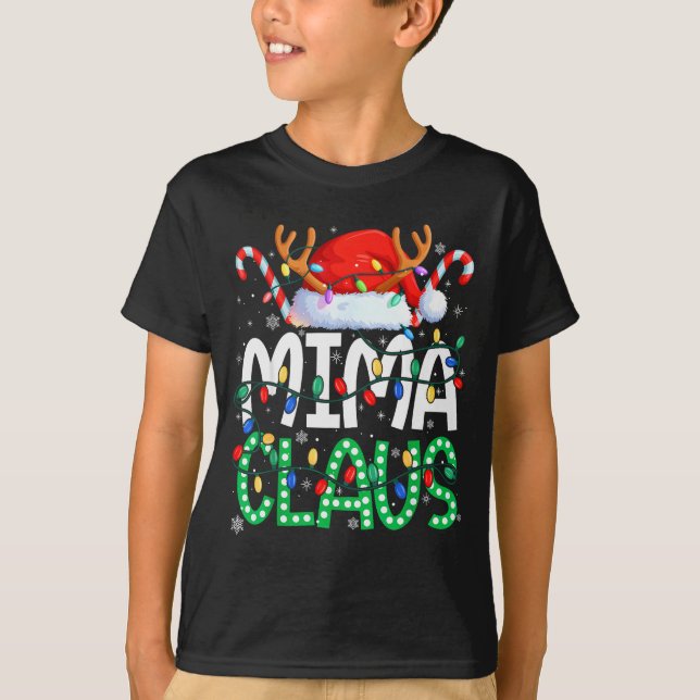 Mima Claus Christmas Lights Pajama Family Matching T-Shirt (Vorderseite)