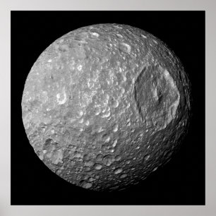 Mimas der Mond des Saturns von Cassini Raumsonde Poster