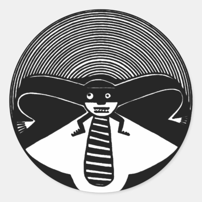 Mimbres Anthropomorphes Tier Runder Aufkleber (Vorderseite)