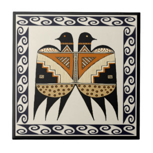 Mimbres Indian Twin Quail Birds Tile Fliese