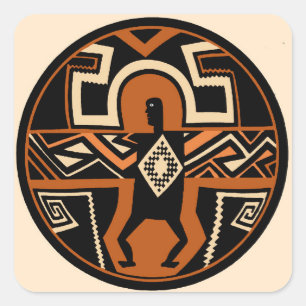 Mimbres Krieger Quadratischer Aufkleber