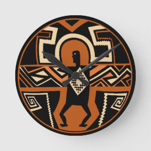 Mimbres-Krieger Runde Wanduhr