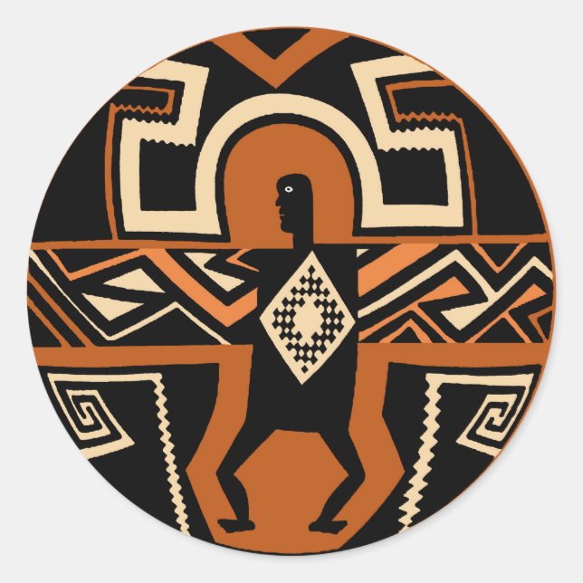 Mimbres Krieger Runder Aufkleber (Vorderseite)