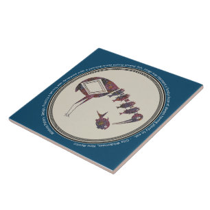 Mimbres Pottery Design Crane Eating Fish Fliese