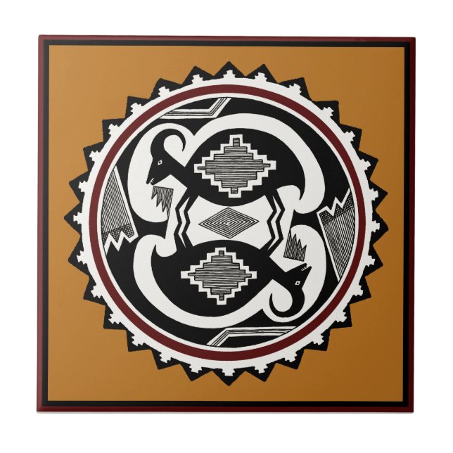 Mimbres Tribal Spirits Fliese (Vorderseite)