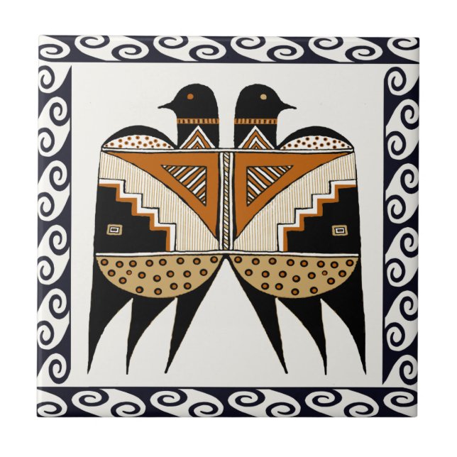 Mimbres Twin Birds Fliese (Vorderseite)