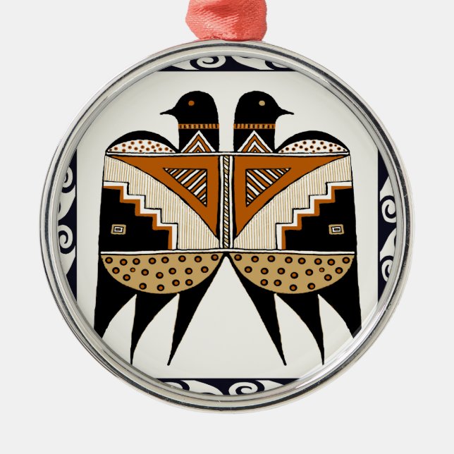 Mimbres Twin Birds Ornament Aus Metall (Vorne)